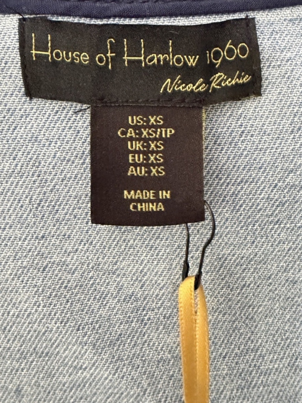 NEW House Of Harlow Denim Crop Top Halter Sleeveless Gold Button Down XS NWT - Picture 3 of 5